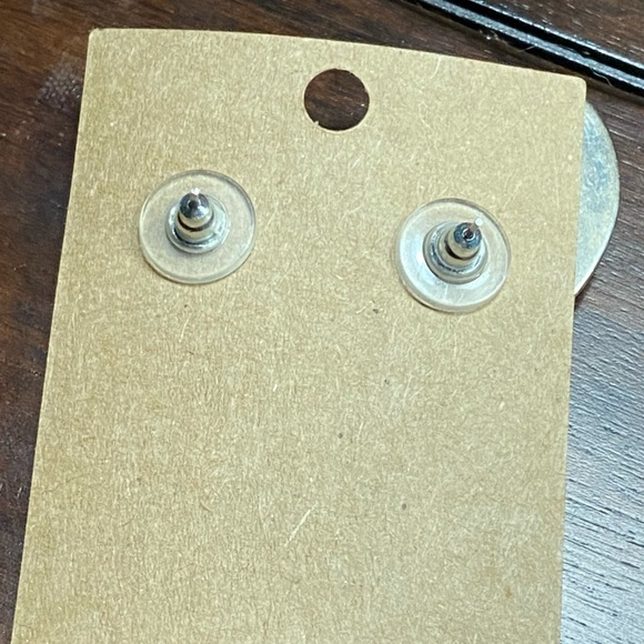 Vintage Silver and Blue Geometric Oval Large Statement Button Earrings - Picture 8 of 8